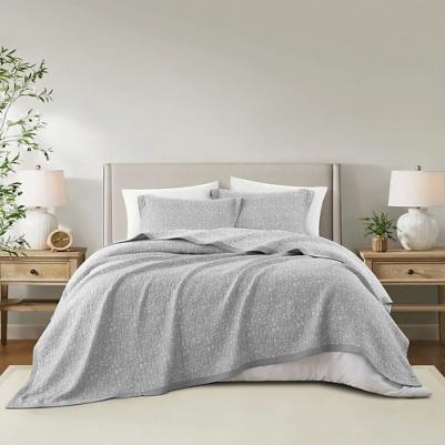 Покрывало с наволочкой хлопковое 180x240 на кровать 1,5 спальную или диван Crenate Серый – фото 1