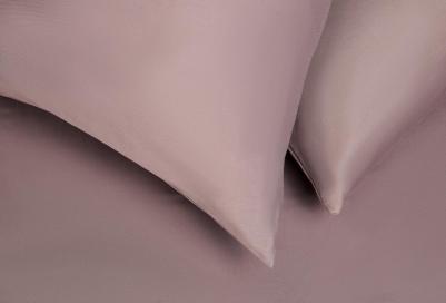 Постельное белье 1,5-спальный комплект из сатина, 100% хлопок, однотонный серо-сиреневый – фото 4
