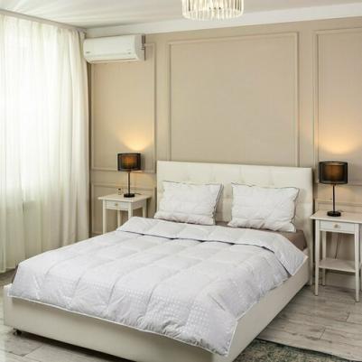 Одеяло кассетное из серого гусиного пуха и пера формула шашка 140х205 теплое