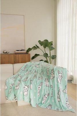 плед Cute rabbit 200х200 см мятный микрофибра