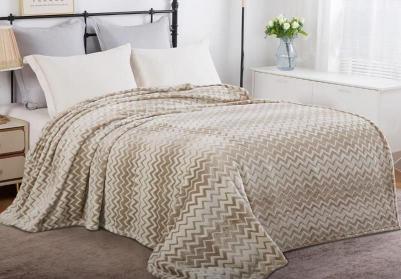 Плед 150х200 1.5 спальный Volna мягкий пушистый с рисунком бежевый, 100% микрофибра – фото 1