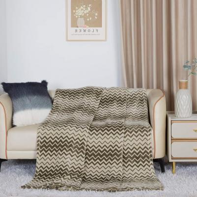 Плед 150х200 полуторный велсофт Volna зигзаг коричневый