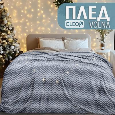 Плед 200х220 евро пушистый велсофт Volna зигзаг серый – фото 1