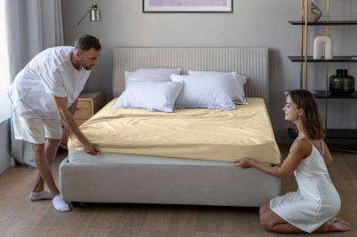 Простыня на резинке 60x120x20 100% хлопок, манго – фото 1