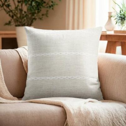 Наволочка декоративная Косичка цвет молочный,45х45см полиэстер