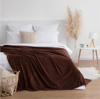 Плед 180*200 см, цв. шоколад, 100% п/э, корал-флис, 220 гр/м2 6894300