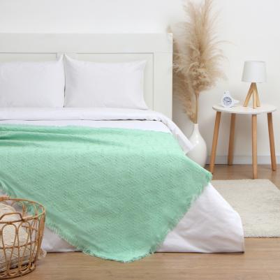 Плед Home 130*180см, цв. зеленый,80%хлопок, 20% п/э