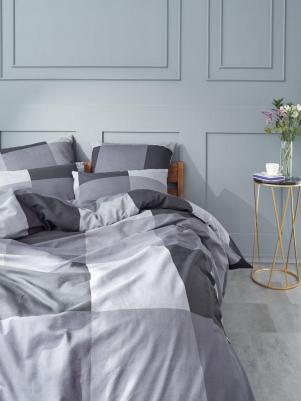 КПБ, Бязь, рис.1171, Gray cage Евро с нав. 70х70 см – фото 4