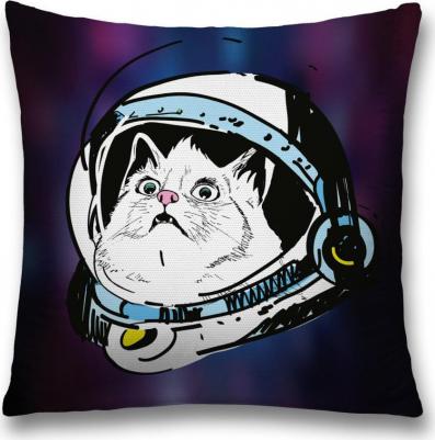 Наволочка декоративная "Кот в космосе" на молнии, 45x45 см – фото 1