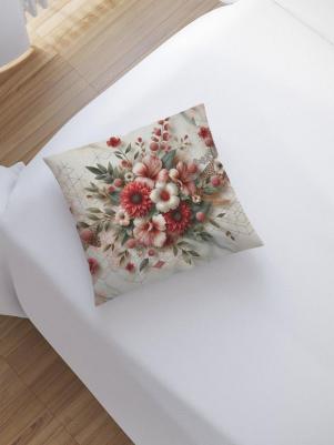 Наволочка декоративная на молнии, чехол на подушку Цветы на мраморе 45x45 см sl_429923 станет стильным дополнением интерьера.Изготовлена