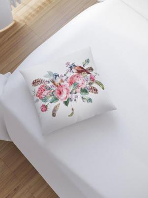 Наволочка декоративная "Птицы в пионах" на молнии, 45x45 см