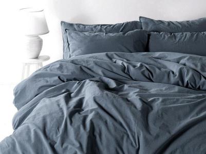 Постельное белье из хлопка STONEWASH темно-серое евро – фото 2