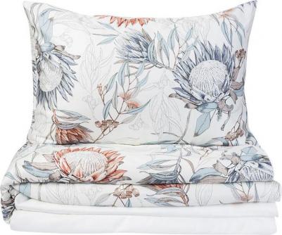 Комплект постельного белья евро 300TC, цвет бежевый с цветочным узором