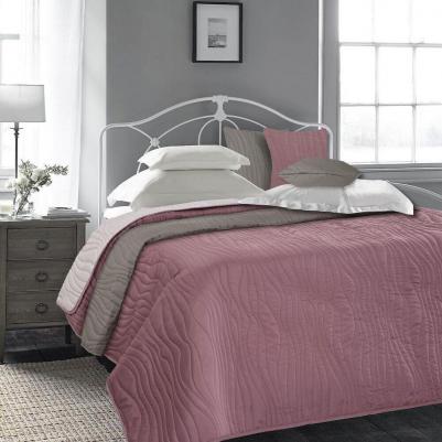 Покрывало 200х220 см Кора двустороннее стеганое зефир/серо-коричневый – фото 1