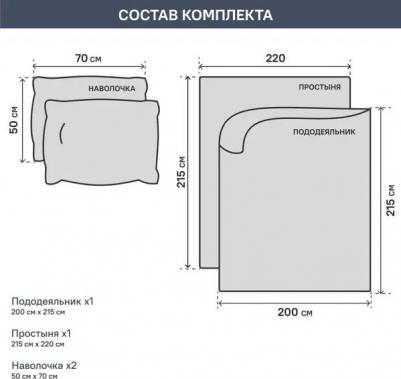 Комплект постельного белья евро Plus сатин сине-зеленый – фото 3