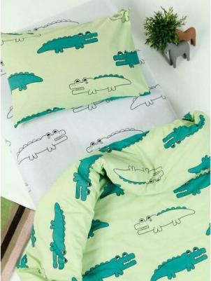 КПБ WAKE me WAKE Крокодилы 70957-1+70958-1 Перкаль о/м 1.5 сп. 70х70 (1) с кнопкой – фото 2