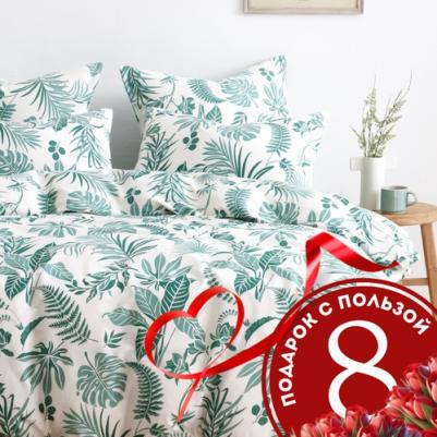 Постельное белье Зеленые джунгли, поплин, 2-спальное с европростыней, наволочки 70х70, 100% хлопок – фото 7