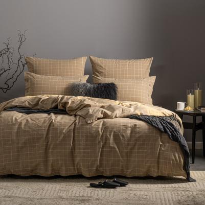 Комплект постельного белья Двуспальный "Вальбо" 175х205-1/240х260-1/50х70-2/70х70-2 сатин, варёный хлопок, бежевый