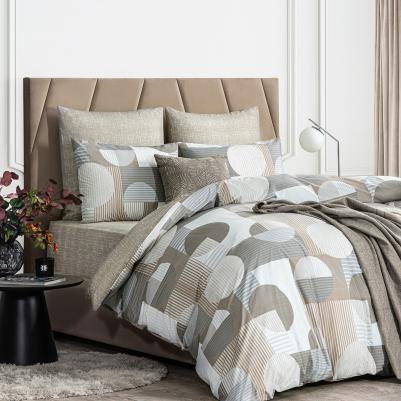 Комплект постельного белья "грамс" 1.5 спальное, бамбук-хлопок, светло-коричневый 145х215-1/180х220-1/50х70-2, 4 пр – фото 1