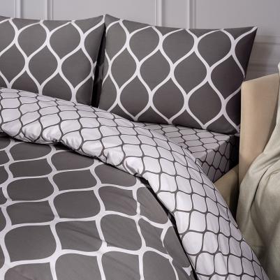 Комплект постельного белья Харди Двуспальный евро серый – фото 4