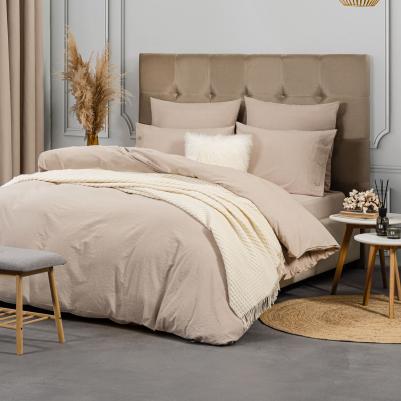 Комплект постельного белья Смоген Двуспальный кинг сайз бежевый – фото 10