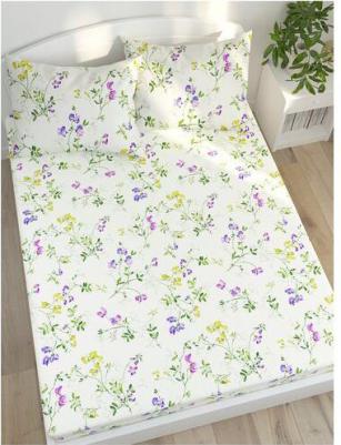 Простынь на резинке "Душистый горошек" натяжная простынь 140х200 см 2-спальная – фото 1