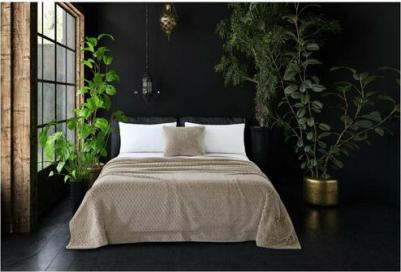 Покрывало Аврил 160 х 220 см искусственный мех бежевое – фото 1