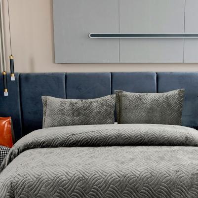 Покрывало бархатное Деварта с наволочками, стоун – фото 2