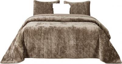 Покрывало бархатное евро макси Розалин (капучино) 240х260 см – фото 1