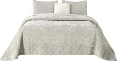 Покрывало бархатное евро макси Розалин (св серый) 240х260 см – фото 1