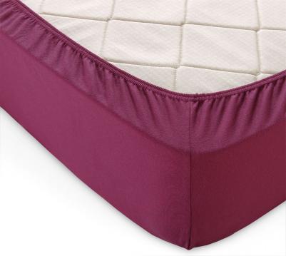 Простыня на резинке ш90200, трикотаж, 90 х 200 x 20 см, марсала – фото 1