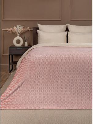 Плед 200х220 см Жаккард микрофибра розовый – фото 2