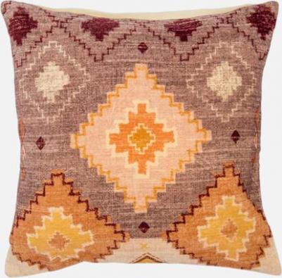 Чехол на подушку из хлопкового бархата с этническим орнаментом цвета лаванды из коллекции ethnic, 45х45 см TK21-CC0016