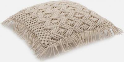 Чехол на подушку макраме с бахромой бежевого цвета из коллекции Ethnic, 45х45 см, TK21-CC0014 – фото 3
