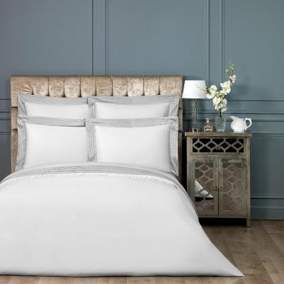 Комплект постельного белья Эдем белый с серым Семейный/дуэт – фото 3