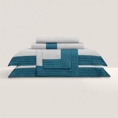 Комплект постельного белья Эдем серо-бирюзовый Евро – фото 3