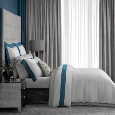 Комплект постельного белья Эдем серо-бирюзовый Евро – фото 8
