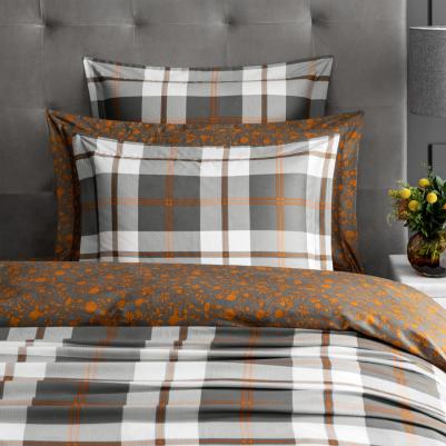Комплект постельного белья Корли Семейный Серый/Оранжевый – фото 9