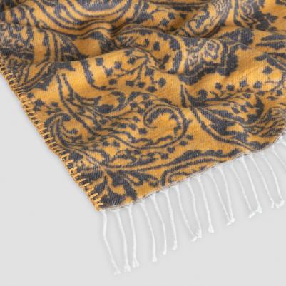 Плед Этель 150 х 200 см хлопок оранжевый с темно-серым – фото 3