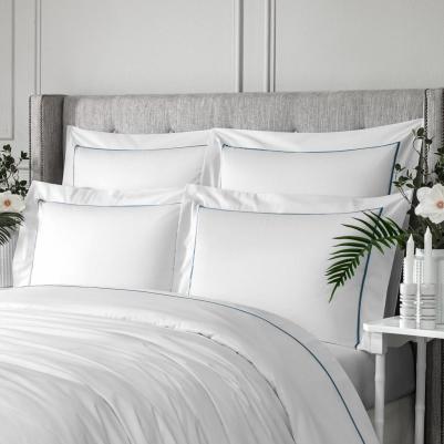 Пододеяльник Плаза 220 х 240 см сатин бело-синий – фото 6