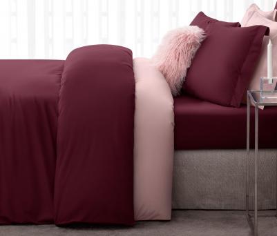 Простыня на резинке Роял 200 х 200 + 45 см сатин бордовый – фото 2