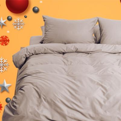 Постельное белье на молнии однотонное, Витаж, семейное, наволочки на молнии 50х70, 100% хлопок, перкаль