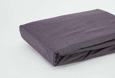 Простыня на резинке Графит, черная, двуспальная – фото 2