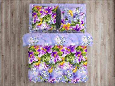 Комплект постельного белья Фиалки 3925/1, 1.5-спальное, хлопок, фиолетовый – фото 1