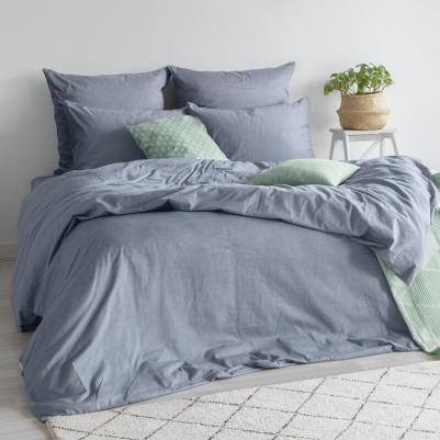 Наволочка Indigo серо-синяя 70х70 см меланж 130 г/кв.м – фото 5