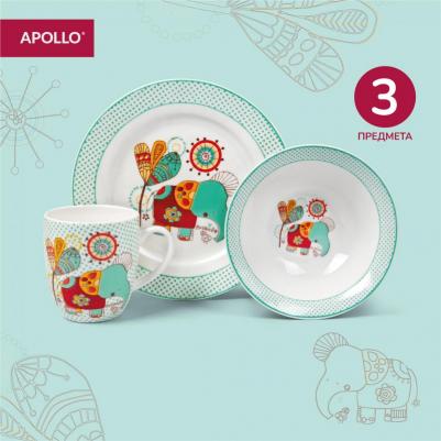 Набор детской посуды Doo-doo фарфор 3 предмета: пиала, тарелка, кружка – фото 2