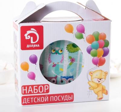 Набор детской посуды «Совушки», 3 предмета: кружка 230 мл, миска 400 мл, тарелка 18 см – фото 5