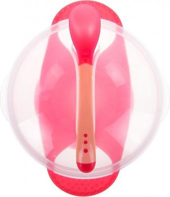 Набор для кормления, 3 предмета: миска 350 мл на присоске, крышка, ложка, цвет красный – фото 7