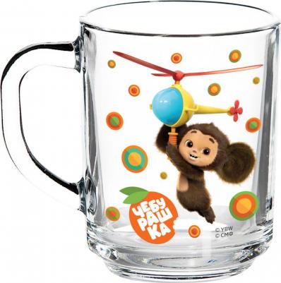 Кружка детская Чебурашка маленькая стекло прозрачная 230 мл