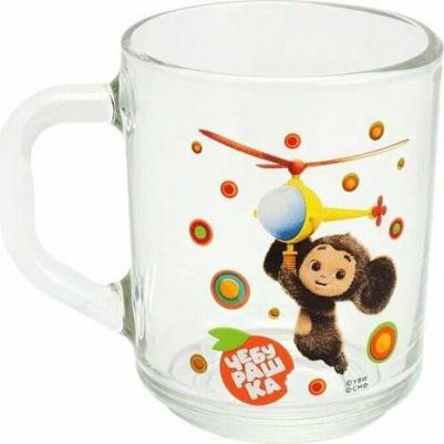 Кружка детская Чебурашка маленькая стекло прозрачная 230 мл – фото 3